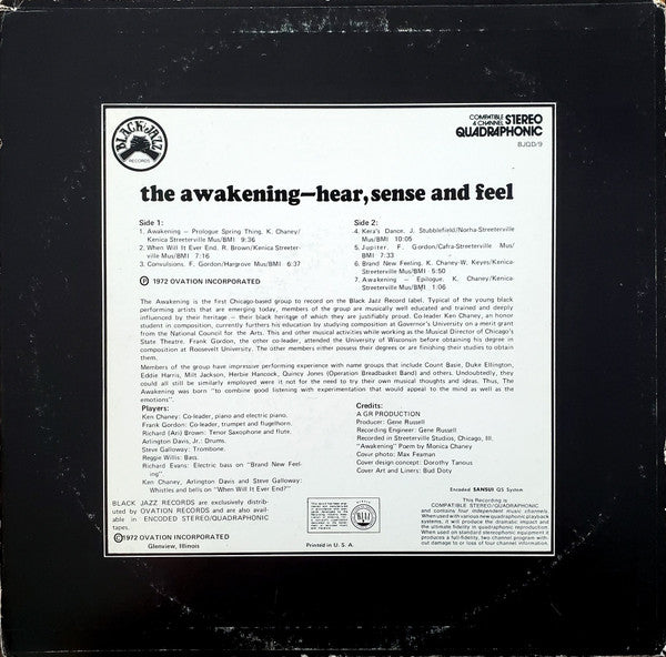 1972 US Quadraphonic Black Jazz VG+ LP Record - The Awakening: Hear, Sense, Feel