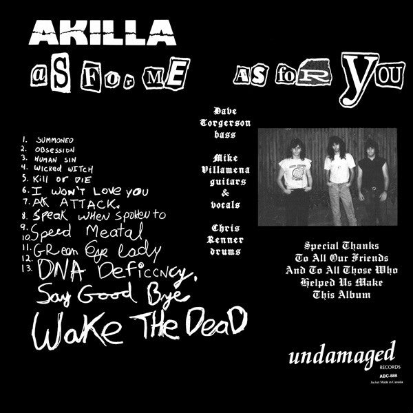1989 Undamaged USA Akilla - The Cursed LP Vinyl Record with 2 Inserts, Thrash & Speed Metal