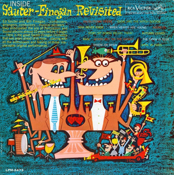Sauter - Finegan Orchestra's Jazz and Big Band Classic - 'Inside Sauter - Finegan Revisited' Mono Vinyl LP Record from RCA USA with Stunning Jim Flora Cover Art
