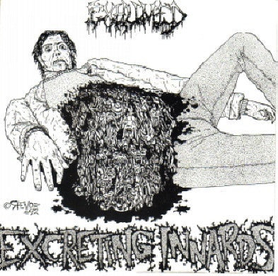 Exhumed's 1993 Pink Vinyl 7 - inch EP Record 'Excreting Innards' with Insert - A Grindcore and Death Metal Musical Gem from After World Records in the USA