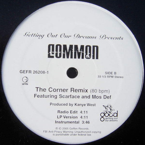 2005 USA Promo Hip Hop 12-Inch Single Vinyl Record - Common's The Corner (Remix) Produced by Kanye West in Mint Condition from Geffen / G.O.O.D. Music