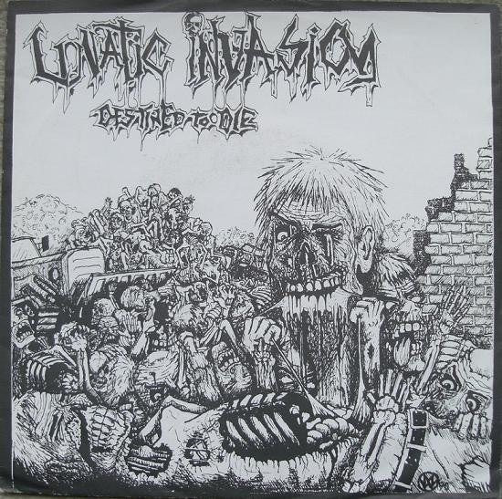 Lunatic Invasion - Destined To Die, 1991 German Death Metal 7 - inch Vinyl EP Record with 2 Inserts