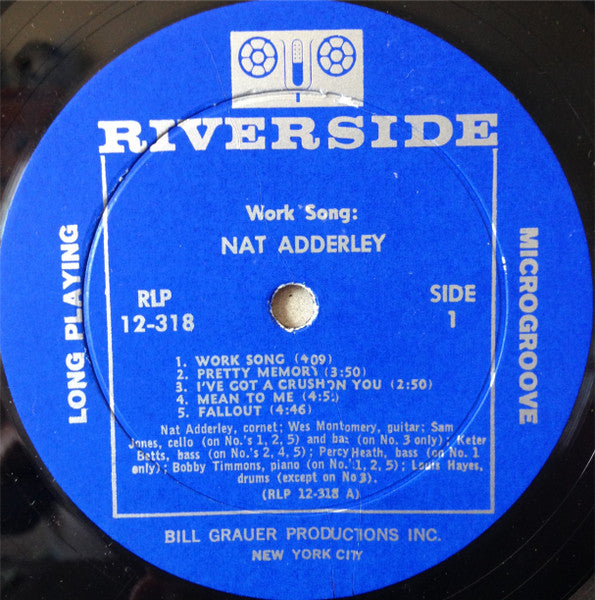 1960 Riverside USA Mono Vinyl LP - Nat Adderley's Jazz Hard Bop 'Work Song'