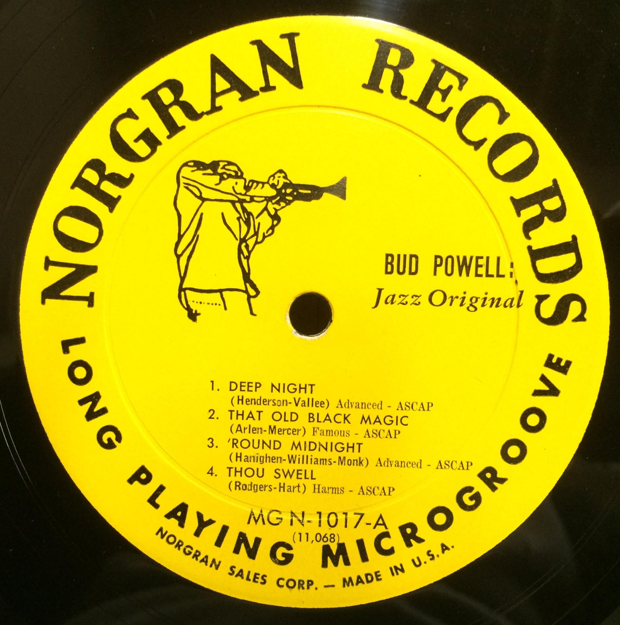1955 Norgran USA Mono Vinyl LP: Bud Powell's Classic Jazz Bop Record (VG+)