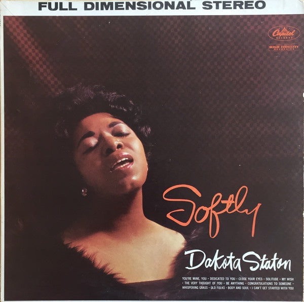 1960 Capitol USA Stereo Vinyl LP Record - Dakota Staton's Jazz Vocal Album 'Softly' in Very Good Plus Condition