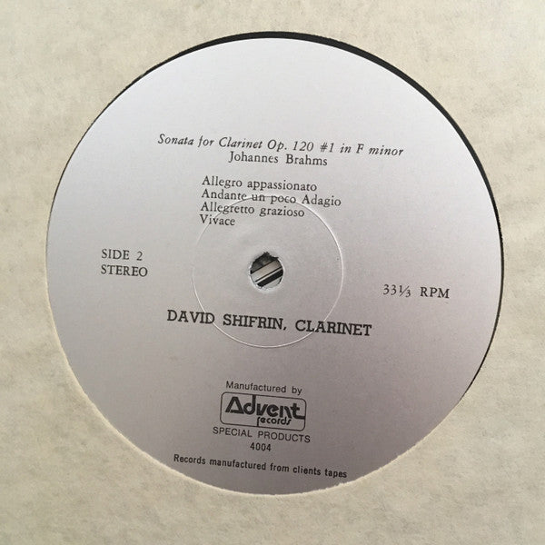 1975 Advent USA Classical Vinyl LP - David Shifrin Recital