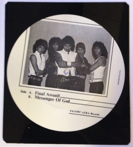 Final Assault - 1987 Azra USA Heavy Metal / Power Metal Shaped Picture Disc Vinyl 7 - Single Record, VG+ Condition