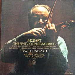 David Oistrakh & Berlin Philharmonic - Classical Music Vinyl LP Record Set from 1972 USA Featuring Mozart's Five Violin Concertos along with a Companion Book