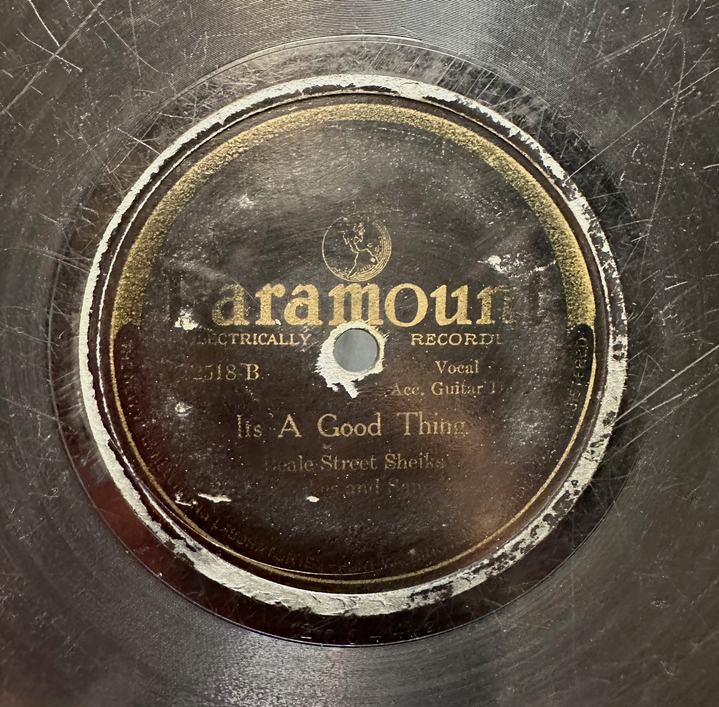Beale Street Sheiks - Vintage 10-Inch Shellac 78 RPM Record (Low Grade) from Paramount USA - Pre - War Memphis and Delta Blues Tunes - You Shall / It's A Good Thing