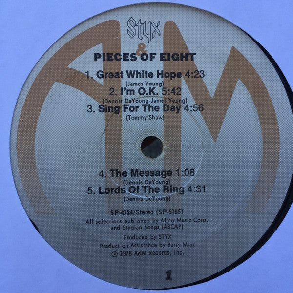 Styx - Pieces Of Eight - A Highly Sought - After VG+ LP Vinyl Record from 1978, USA, A&M Records - Pop Rock and Hard Rock Gem