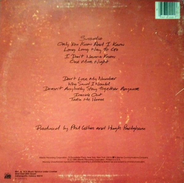 1985 Atlantic USA Club Edition VG+ LP Record - Phil Collins' No Jacket Required (Pop Rock/Synth - pop)