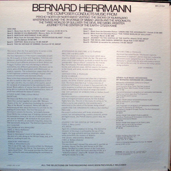 1976 London UK Mint LP Vinyl: Bernard Herrmann Conducts Psycho & Other Film Scores