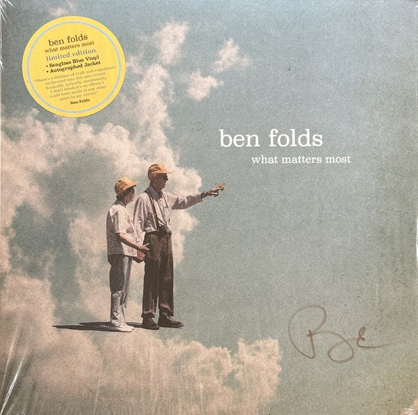 Autographed Ben Folds - What Matters Most - 2023 New West Seaglass Blue Vinyl Mint Condition Pop Rock LP Record