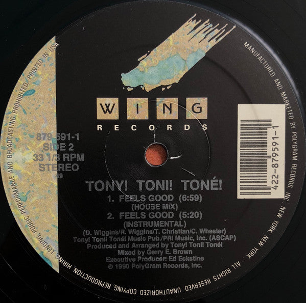 Tony! Toni! Toné! - 'Whatever You Want / Feels Good' 12-Inch Single Vinyl Record from 1991 in VG+ Condition, New Jack Swing Style, USA Release by Wing Records
