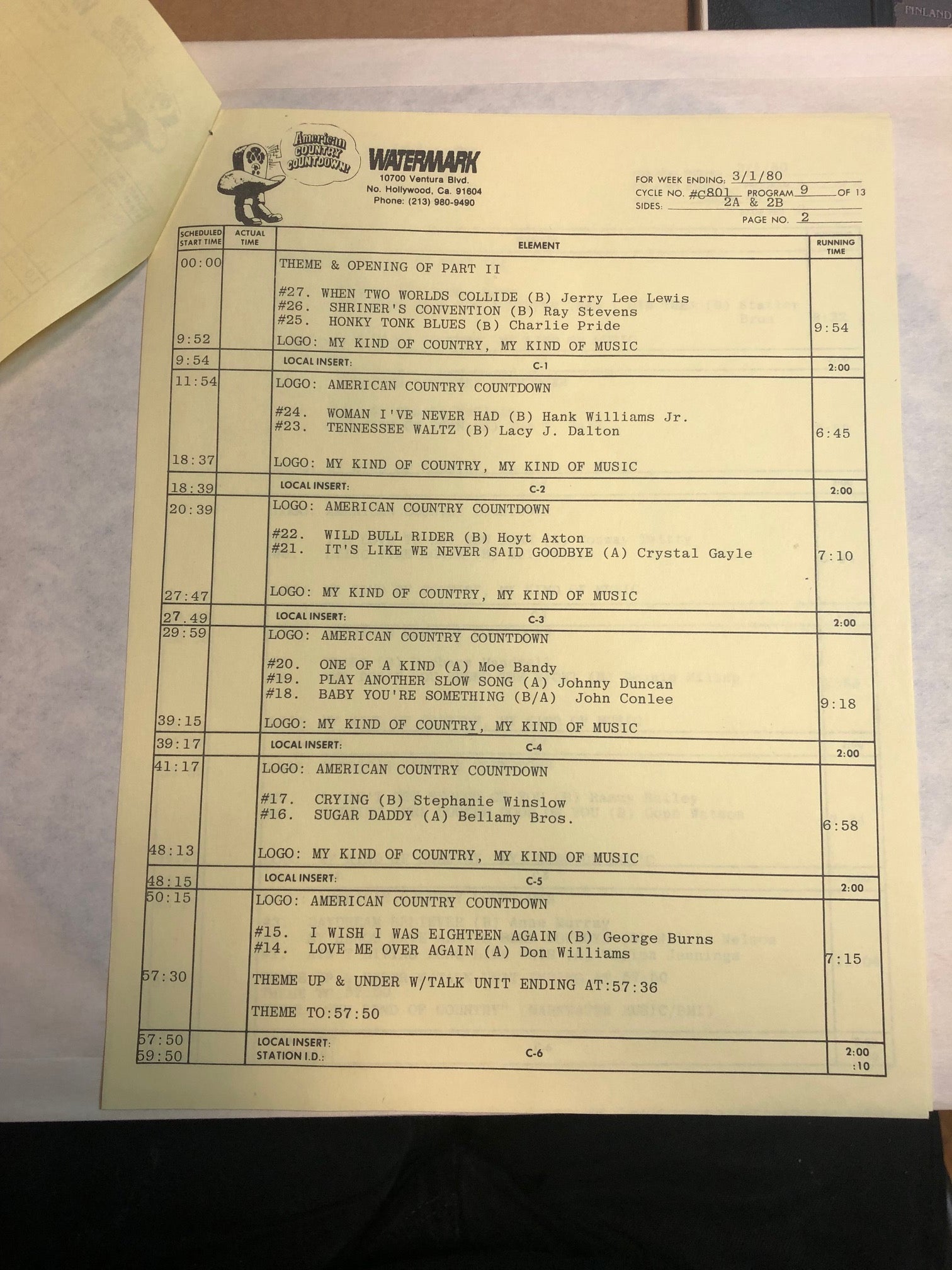 1980 American Country Countdown 3 - LP Record Box Set VG+ with Cue Sheets