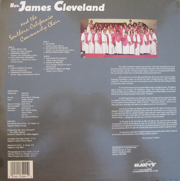 1990 US Vinyl - Rev. James Cleveland & SoCal Community Choir's 'Having Church' Gospel LP