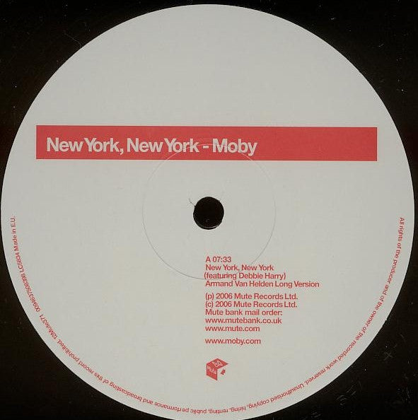 2006 UK Mute Vinyl 12" Single Record - Moby Featuring Debbie Harry's 'New York, New York' in House, Tech House, and Electro Genres