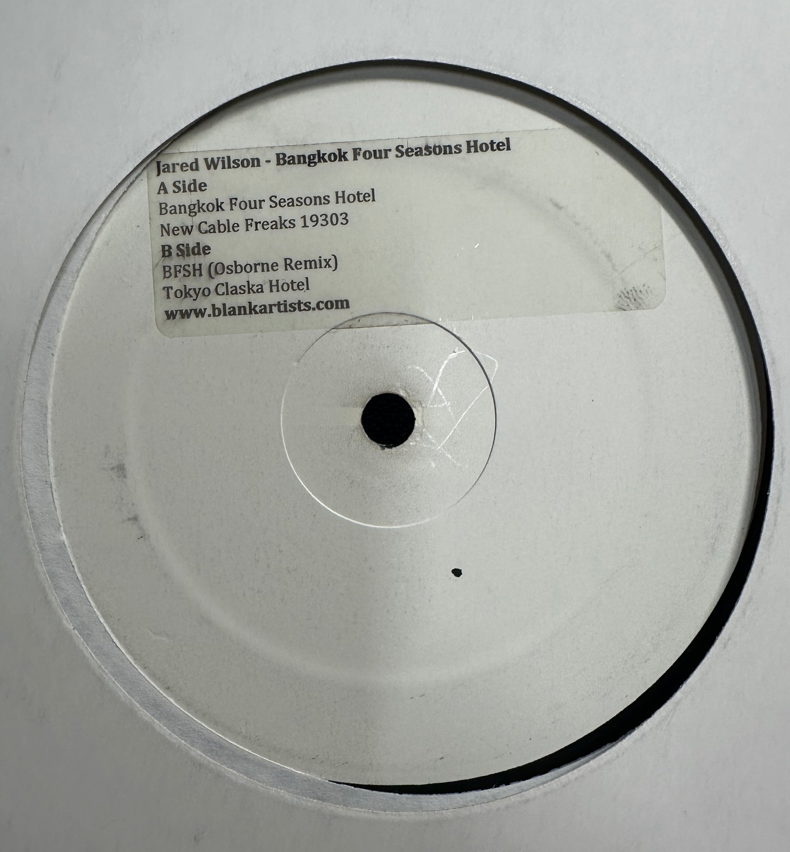Jared Wilson's Exclusive 2009 Acid House / Deep House Vinyl Promo - Bangkok Four Seasons Hotel - VG+ 12 Single Record Detroit Test Pressing by Blank Artists