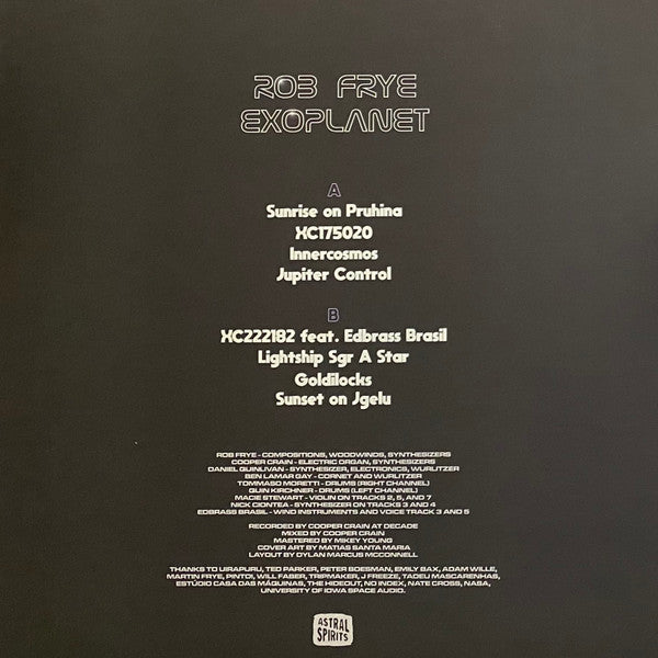 Rob Frye's Exoplanet - 2021 Mint Condition LP Vinyl Record from Astral Spirits in USA, Jazz / Fusion / Experimental Music Genre