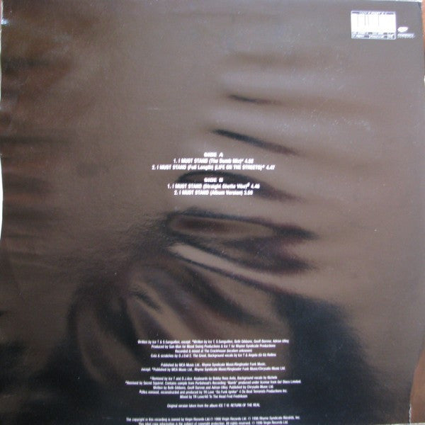Ice T - Hip Hop Vinyl Record - 12 - Inch Single - 'I Must Stand' Released in 1996 by Rhyme $yndicate and Virgin UK in VG+ Condition