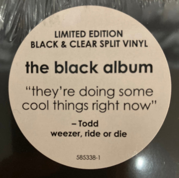 Weezer - Weezer (Black Album) - Mint Condition LP Record from 2019 by Atlantic and Crush Music - Clear and Black Split Vinyl in Pop Rock and Power Pop Genres