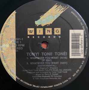 Tony! Toni! Toné! - 'Whatever You Want / Feels Good' 12-Inch Single Vinyl Record from 1991 in VG+ Condition, New Jack Swing Style, USA Release by Wing Records