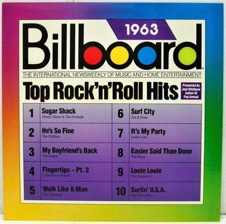 1988 Rhino USA Vinyl LP Record - A Collection of Various Billboard Top Rock 'n' Roll Hits from 1963, Featuring Rock, Funk, Pop, and Soul Genres