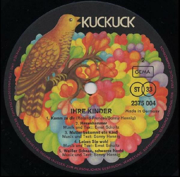 Ihre Kinder - 1970 Original Vinyl LP Record in Prog Rock and Blues Rock Genre with Denim Cover