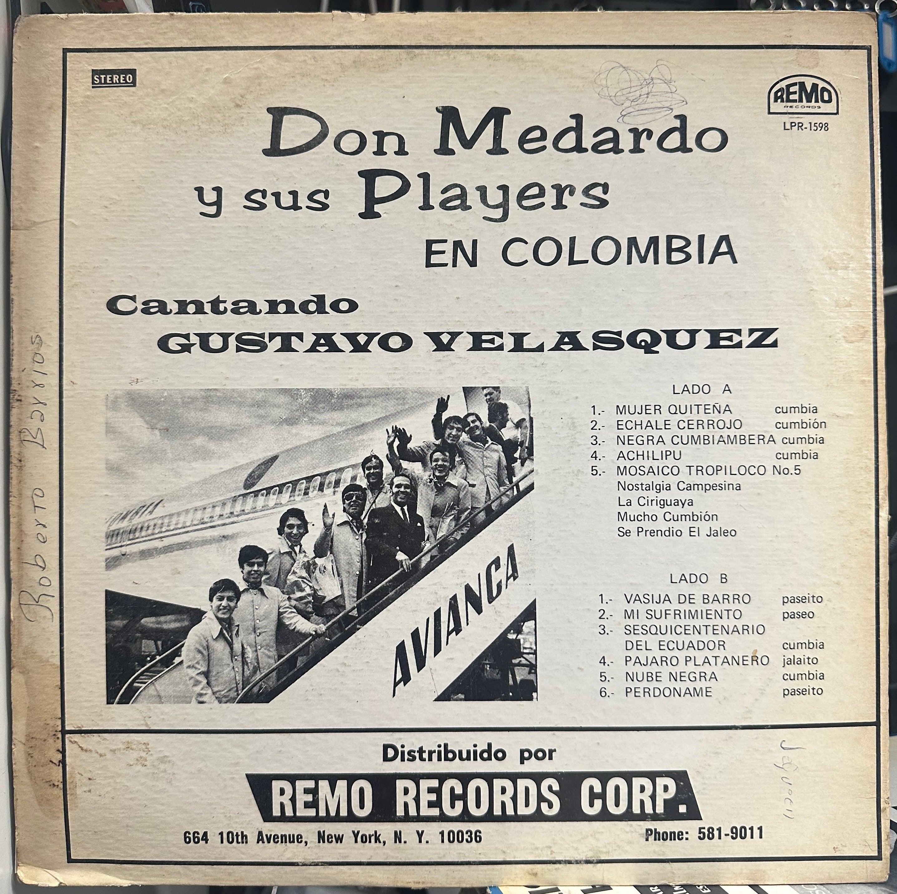 1967 Don Medardo Y Sus Players Performing Gustavo Velásquez's Songs - A Latin Cumbia Vinyl LP Record from Remo USA in VG+ Condition