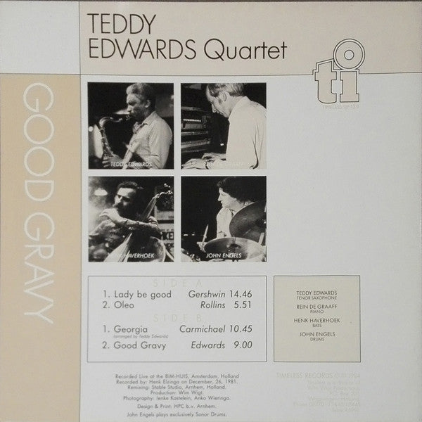 1984 Netherlands Mint LP Record: Teddy Edwards Quartet's Jazz Masterpiece 'Good Gravy'