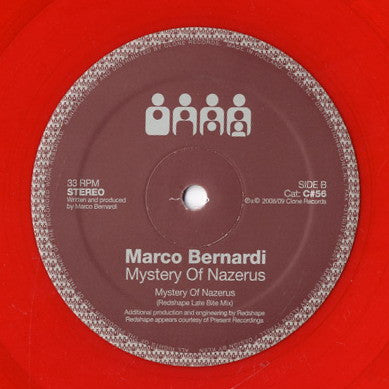 Marco Bernardi's Mysterious Vinyl Record - 'Mystery Of Nazerus' (2009 Clone Netherlands Red Translucent 12 - Inch Single Record for House and Tech House Music Lovers)