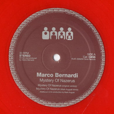Marco Bernardi's Mysterious Vinyl Record - 'Mystery Of Nazerus' (2009 Clone Netherlands Red Translucent 12 - Inch Single Record for House and Tech House Music Lovers)