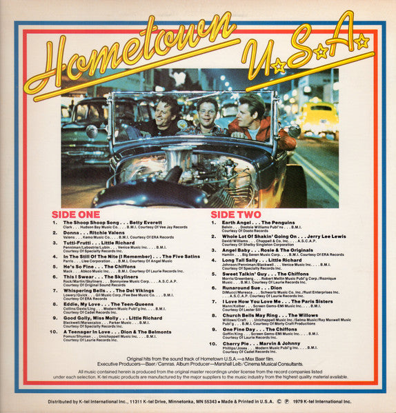 1979 K-Tel USA Vinyl LP: Hometown U.S.A. - 20 Rock & Roll/Rockabilly Hits