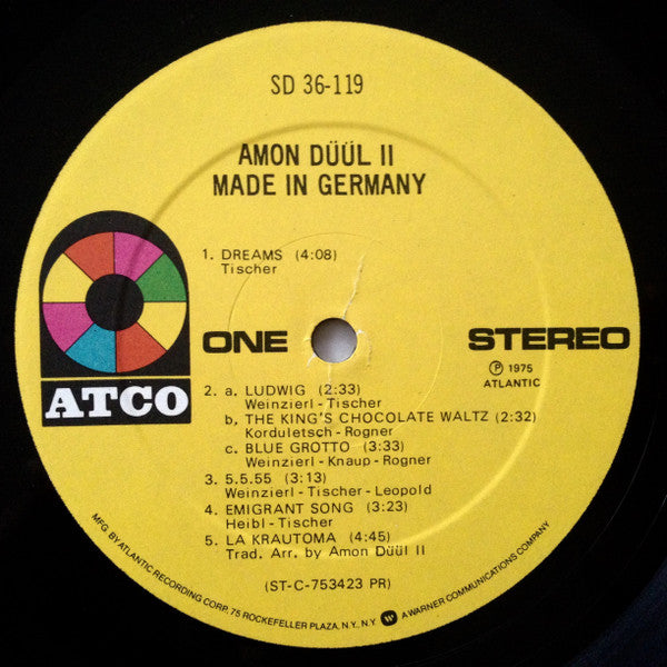 Amon Düül II - Made In Germany - Vintage Good Plus (VG+) 1975 ATCO USA Vinyl LP Record - Progressive Rock Music Album