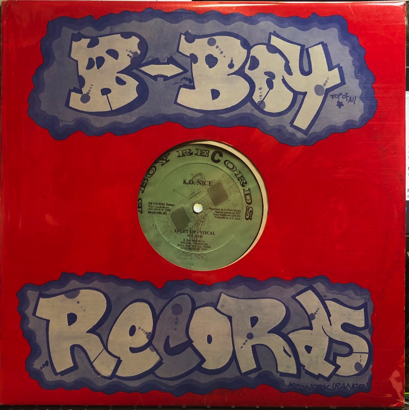 1988 USA B-Boy Records Vinyl - K.D. Nice's Hip - Hop 'Get Up' 12 - inch Single Record