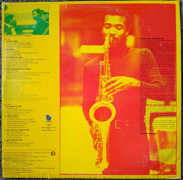 Ronnie Laws & Pressure - Pressure Sensitive - High - Quality VG+ LP Vinyl Record from 1975, Original USA Blue Note Release in Jazz and Jazz - Funk Genre