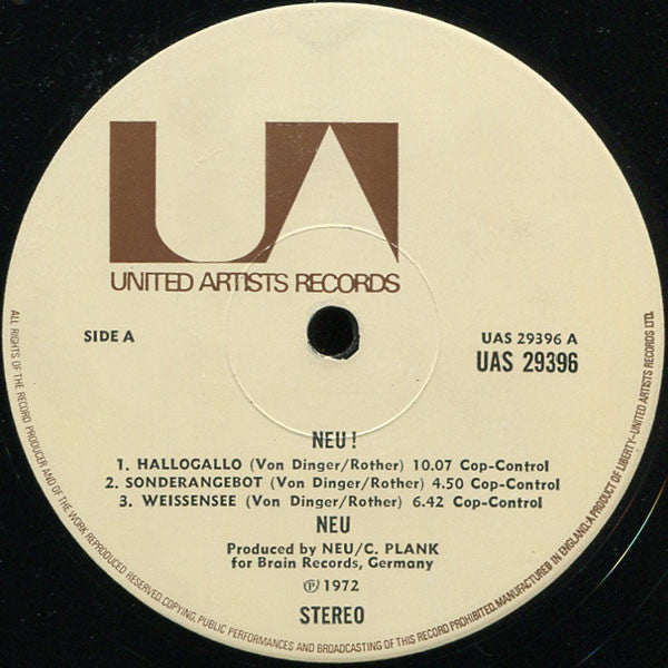 New! - Neu! - Vinyl LP Record (VG+ Condition) from 1972 United Artists UK Original Release - Krautrock and Experimental Music Album
