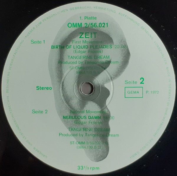 Tangerine Dream - Zeit - Mint Condition 2 LP Vinyl Record from 1972 Ohr Germany with Insert - Ambient, Experimental, and Electronic Music Album