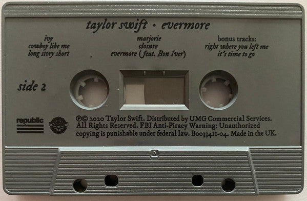 2021 UK Republic Grey Tape - Taylor Swift's Evermore New Cassette - Pop/Pop Rock