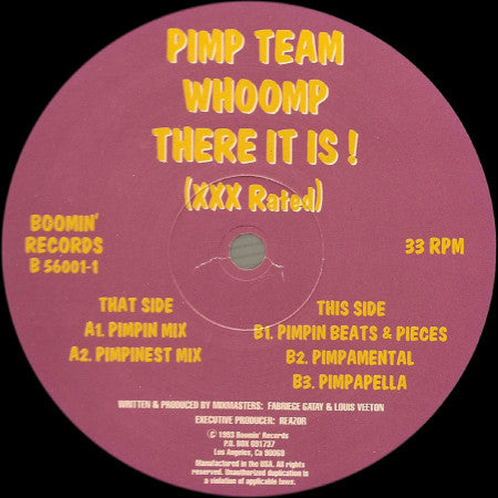 1993 USA Hip Hop Vinyl - Pimp Team's 'Whoomp There It Is! (XXX Rated)' 12