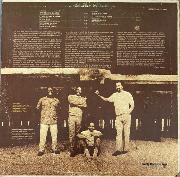 1970 Liberty USA Promo VG+ LP Record: The Jazz Crusaders - Give Peace A Chance (Jazz/Soul-Jazz)
