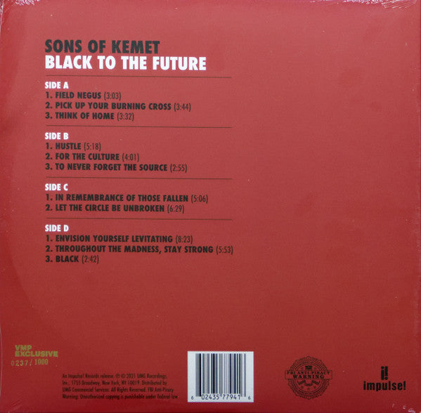 Sons Of Kemet - 2021 Mint Condition 2 LP Vinyl Record - Black To The Future - Jazz and Afrobeat Fusion with Gold & Black Melt Design and Numbered, Exclusive from Vinyl Me, Please and Impulse!