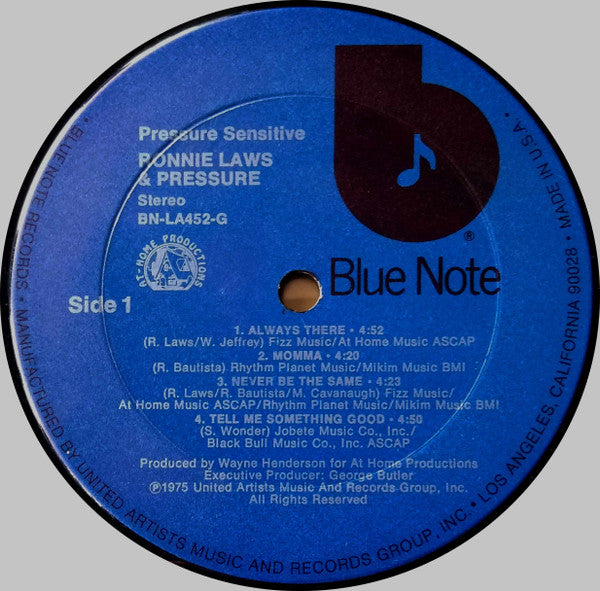 Ronnie Laws & Pressure - Pressure Sensitive - High - Quality VG+ LP Vinyl Record from 1975, Original USA Blue Note Release in Jazz and Jazz - Funk Genre