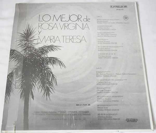 1977 Venezuelan Latin Vinyl LP: Best of Maria Teresa & Rosa Virginia Chacin