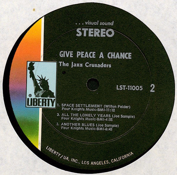 1970 Liberty USA Promo VG+ LP Record: The Jazz Crusaders - Give Peace A Chance (Jazz/Soul-Jazz)